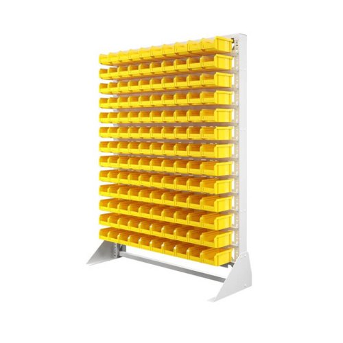 Стеллаж с пластиковыми ящиками односторонний 1150х1500 С1-13-00-00 (желтый)