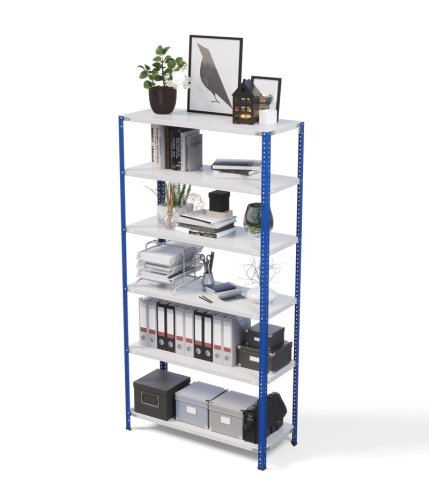 Стеллаж ТС Лайт 2500х1200х400, 6 полок, синие стойки