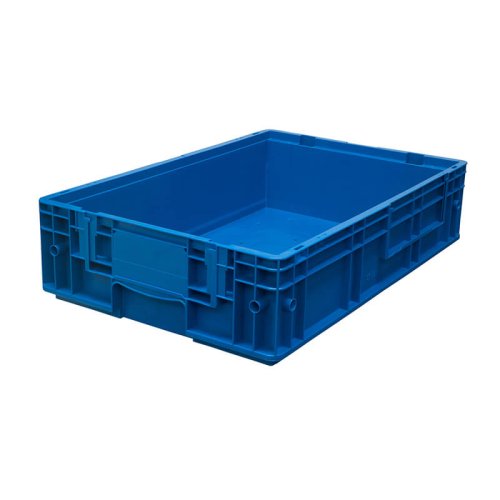 Пластиковый контейнер KLT 6147 универсальный синий, стенки сплошные, дно с отверстиями,  594х396х148 мм