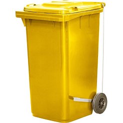 Мусорный контейнер п/э МКТ-240 желтый (240 л, Г-образный педальный привод)