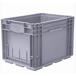 Пластиковый контейнер R-KLT 4329 серый, стенки сплошные, усиленное дно 396х297х280
