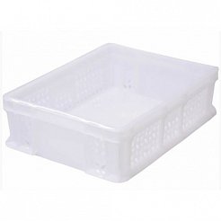 Пластиковый ящик универсальный перфорированный, дно сплошное 400х300х120 (Белый морозостойкий)